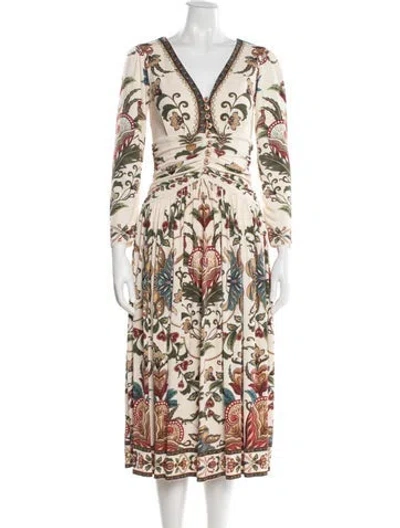Pre-owned Farm Rio Floral Print Long Dress In Neutral