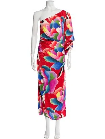 Pre-owned Farm Rio Floral Print Long Dress In Orange