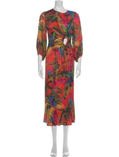 Pre-owned Farm Rio Floral Print Long Dress In Orange