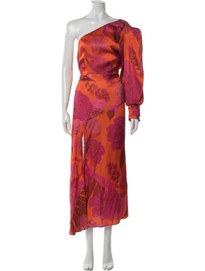 Pre-owned Farm Rio Floral Print Long Dress In Orange