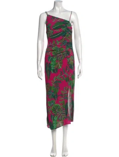 Pre-owned Farm Rio Floral Print Long Dress In Pink
