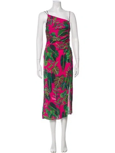 Pre-owned Farm Rio Floral Print Long Dress In Pink