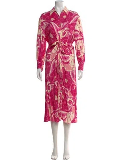 Pre-owned Farm Rio Floral Print Long Dress In Pink
