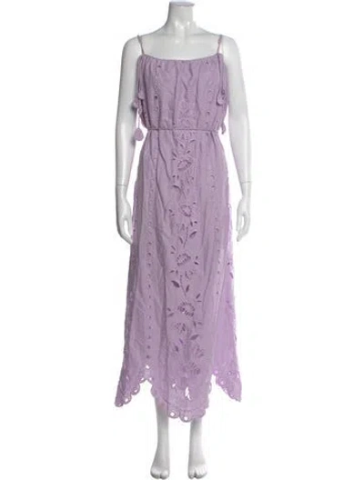 Pre-owned Farm Rio Floral Print Long Dress In Purple