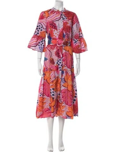 Pre-owned Farm Rio Floral Print Long Dress In Purple
