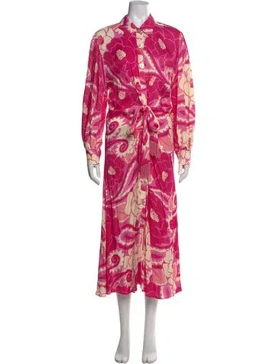 Pre-owned Farm Rio Floral Print Long Dress In Red