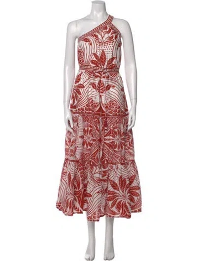 Pre-owned Farm Rio Floral Print Long Dress In Red