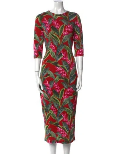 Pre-owned Farm Rio Floral Print Long Dress W/ Tags In Green