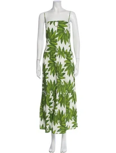 Pre-owned Farm Rio Floral Print Long Dress W/ Tags In Green
