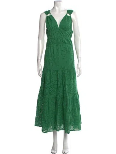 Pre-owned Farm Rio Floral Print Long Dress W/ Tags In Green