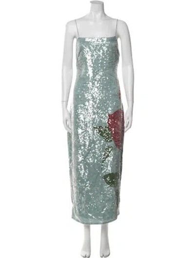 Pre-owned Farm Rio Floral Print Long Dress W/ Tags In Green