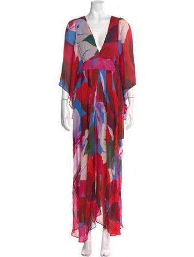 Pre-owned Farm Rio Floral Print Long Dress W/ Tags In Multi