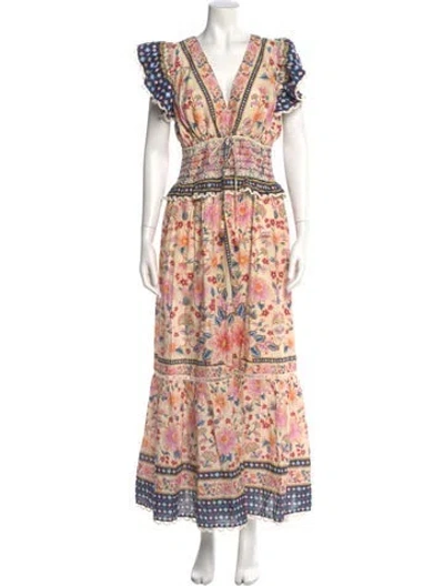 Pre-owned Farm Rio Floral Print Long Dress W/ Tags In Multi