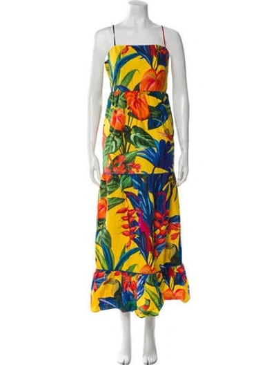 Pre-owned Farm Rio Floral Print Long Dress W/ Tags In Multi