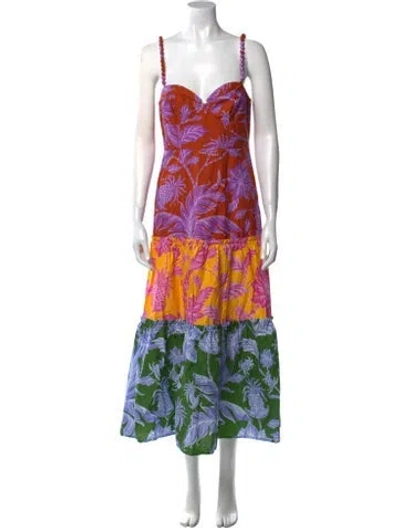 Pre-owned Farm Rio Floral Print Long Dress W/ Tags In Multi