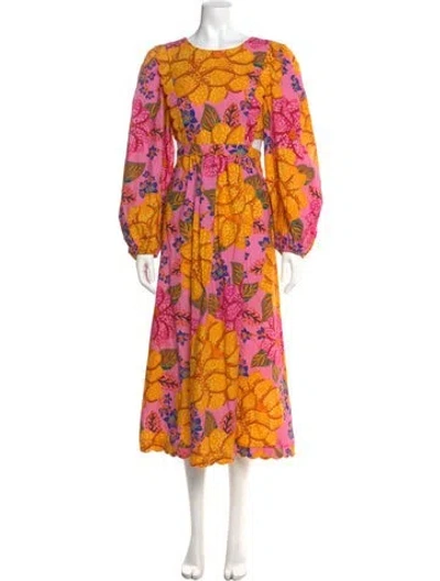 Pre-owned Farm Rio Floral Print Long Dress W/ Tags In Multi