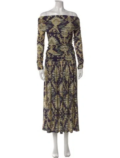 Pre-owned Farm Rio Floral Print Long Dress W/ Tags In Multi