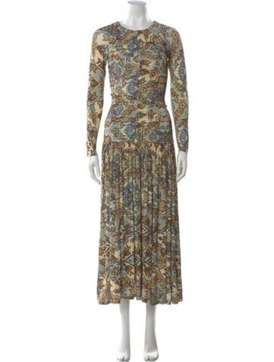 Pre-owned Farm Rio Floral Print Long Dress W/ Tags In Multi