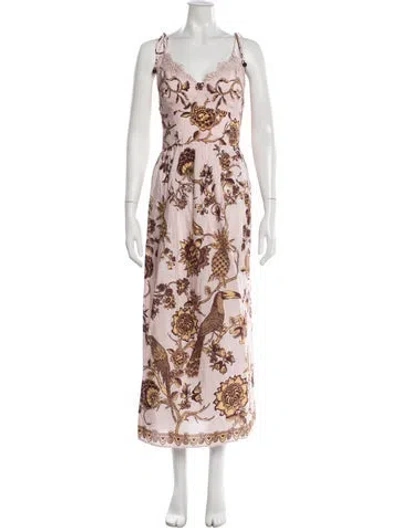 Pre-owned Farm Rio Floral Print Long Dress W/ Tags In Multi