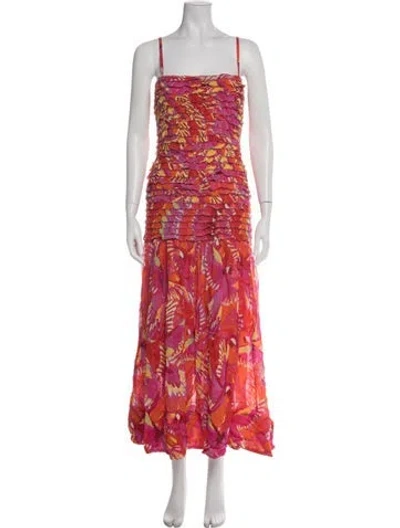 Pre-owned Farm Rio Floral Print Long Dress W/ Tags In Multi