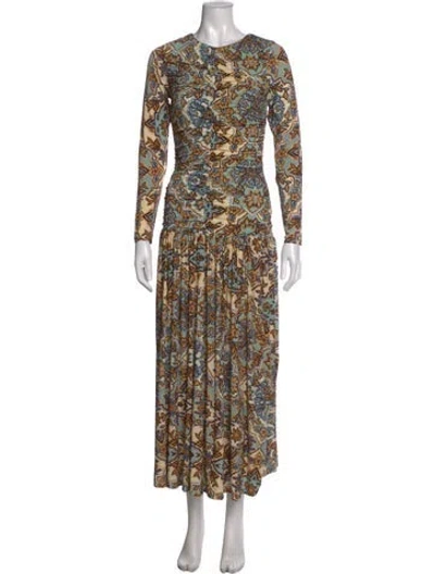 Pre-owned Farm Rio Floral Print Long Dress W/ Tags In Multi