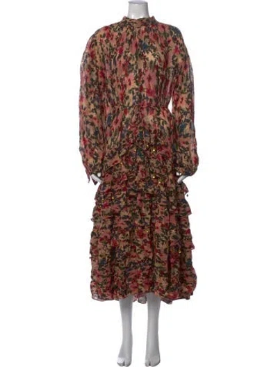 Pre-owned Farm Rio Floral Print Long Dress W/ Tags In Multi
