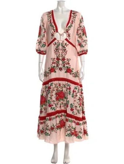 Pre-owned Farm Rio Floral Print Long Dress W/ Tags In Multicolor