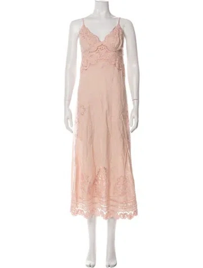 Pre-owned Farm Rio Floral Print Long Dress W/ Tags In Neutral