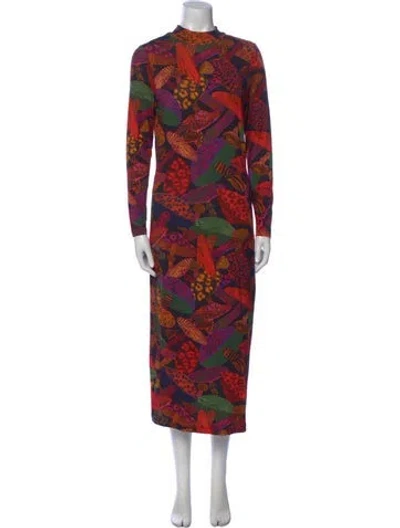 Pre-owned Farm Rio Floral Print Long Dress W/ Tags In Orange