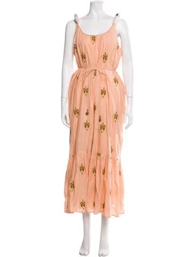 Pre-owned Farm Rio Floral Print Long Dress W/ Tags In Orange
