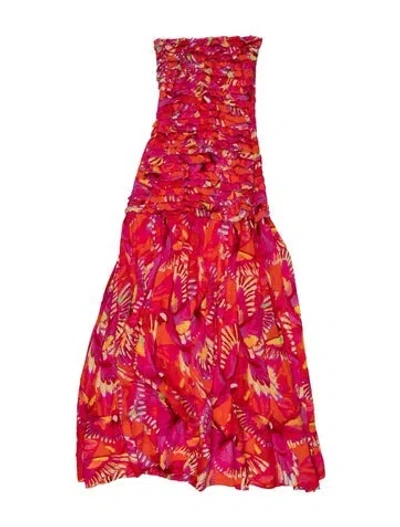Pre-owned Farm Rio Floral Print Long Dress W/ Tags In Pink