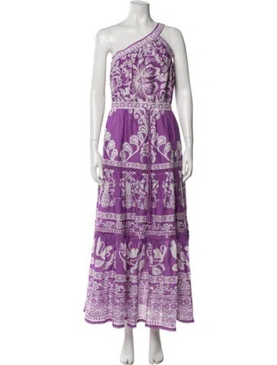 Pre-owned Farm Rio Floral Print Long Dress W/ Tags In Purple