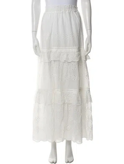Pre-owned Farm Rio Floral Print Long Skirt W/ Tags In White