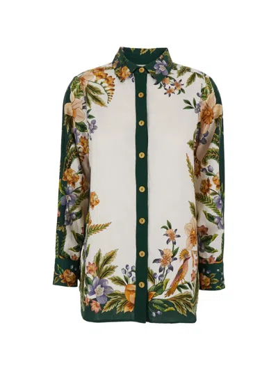 Farm Rio Floral-print Long-sleeve Shirt In Multi