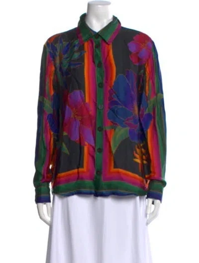 Pre-owned Farm Rio Floral Print Long Sleeve Top In Multi