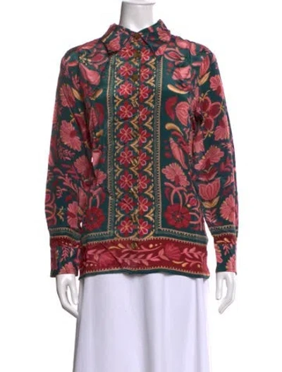 Pre-owned Farm Rio Floral Print Long Sleeve Top W/ Tags In Multi
