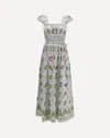 Farm Rio Off-white Tropical Porcelain Organic Cotton Maxi Dress In Blue