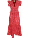 Farm Rio Floral Cotton Maxi Dress In Red