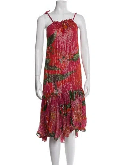 Pre-owned Farm Rio Floral Print Midi Length Dress
