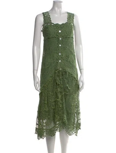 Pre-owned Farm Rio Floral Print Midi Length Dress In Green