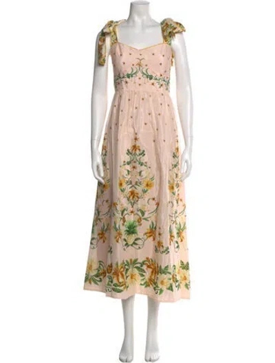 Pre-owned Farm Rio Floral Print Midi Length Dress In Multi