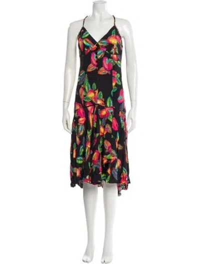 Pre-owned Farm Rio Floral Print Midi Length Dress In Multi