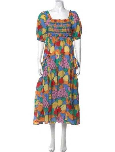 Pre-owned Farm Rio Floral Print Midi Length Dress In Multi