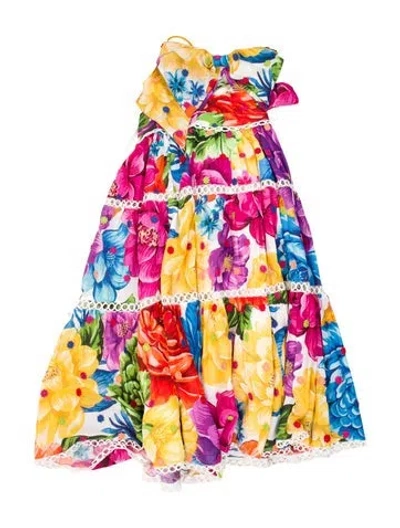 Pre-owned Farm Rio Floral Print Midi Length Dress In Multi