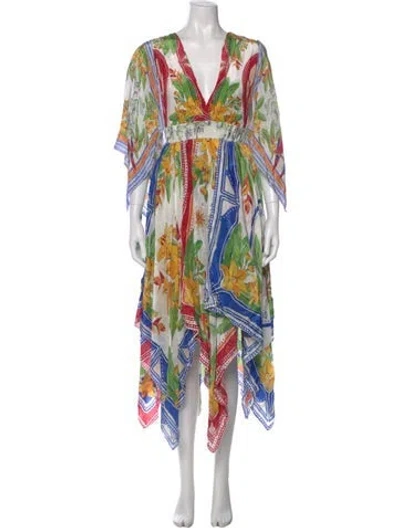 Pre-owned Farm Rio Floral Print Midi Length Dress In Multi