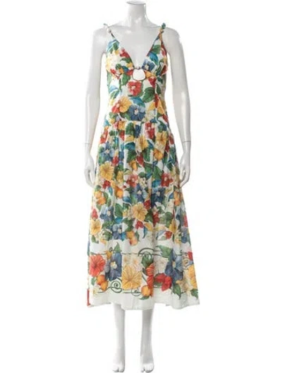 Pre-owned Farm Rio Floral Print Midi Length Dress In Multi