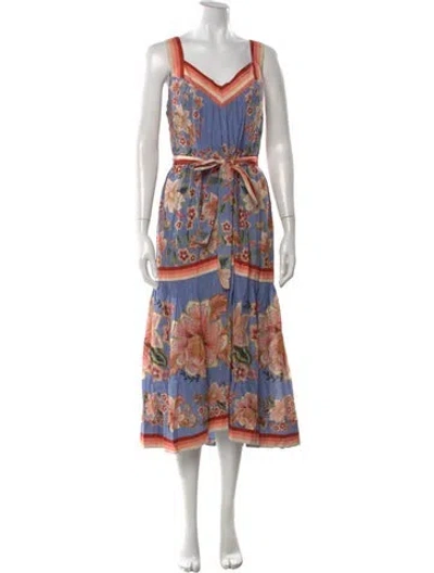 Pre-owned Farm Rio Floral Print Midi Length Dress In Multi