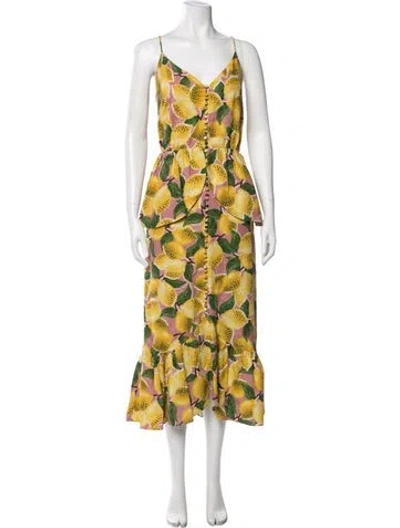 Pre-owned Farm Rio Floral Print Midi Length Dress In Multi