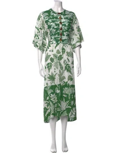Pre-owned Farm Rio Floral Print Midi Length Dress In Multi