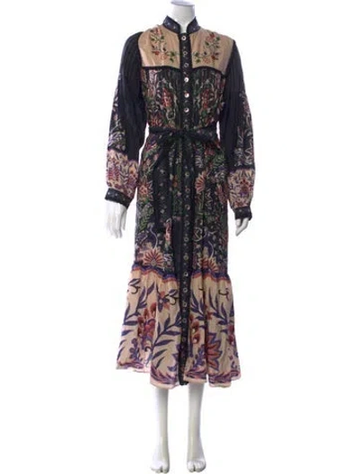 Pre-owned Farm Rio Floral Print Midi Length Dress In Multi